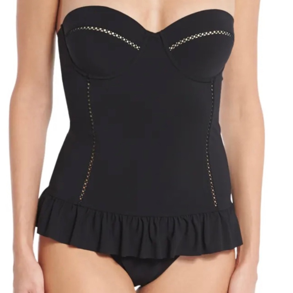 Tory Burch Black Strapless One Piece Swimsuit